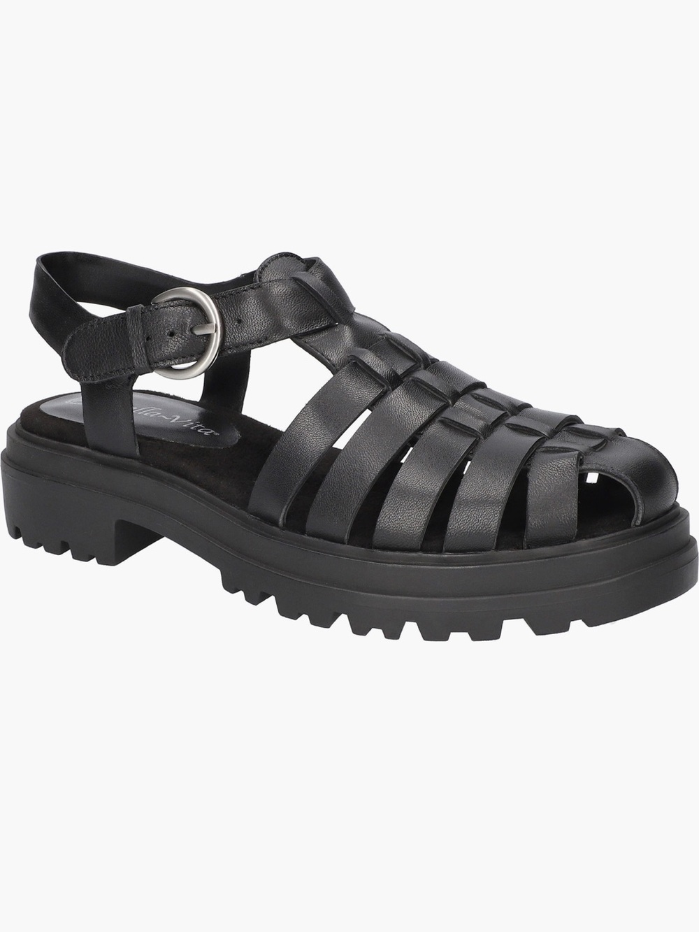 Bella Vita Sinclaire Fisherman chunky lug sole Sandals size 6.5 Black